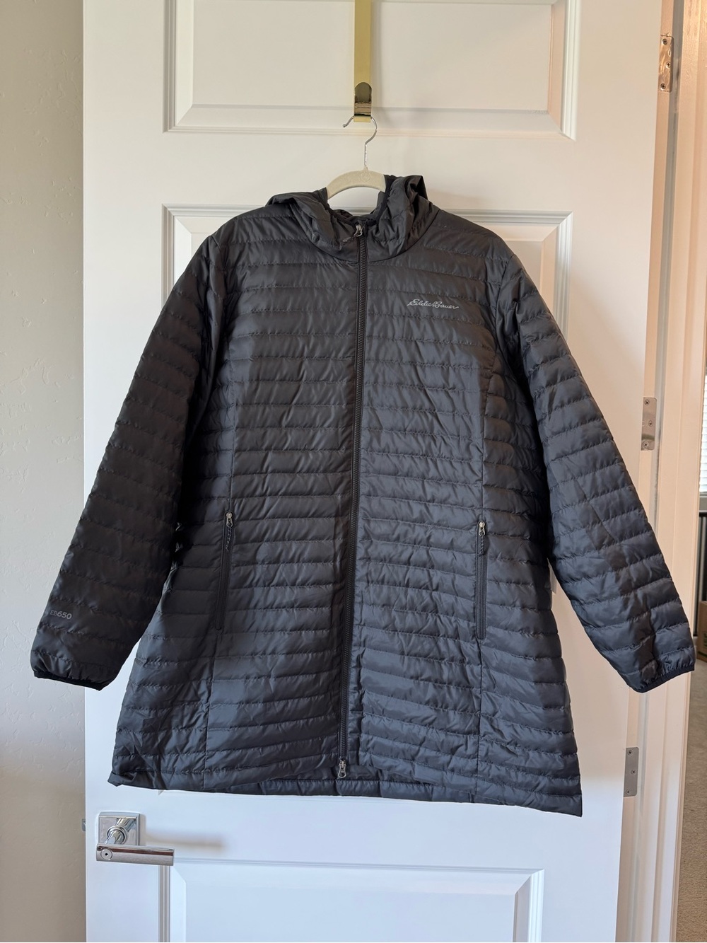 Eddie Bauer EB650 Down Quilted Puffer Long Jacket Parka Winter Black Women’s 2XL